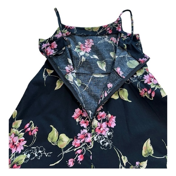 Floral Black Spaghetti Strap Dress - Size 10 - Picture 4 of 9